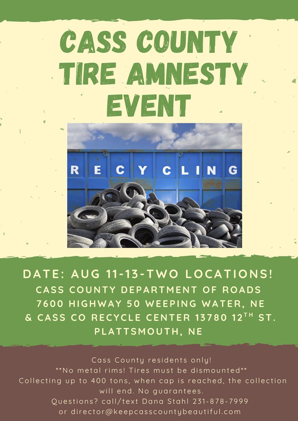 Cass Co Tire Amnesty Event August 2026